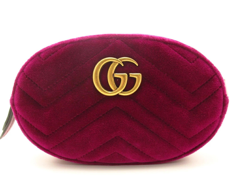 Gucci GG Marmont Quilted Belt Bag Purple Velvet